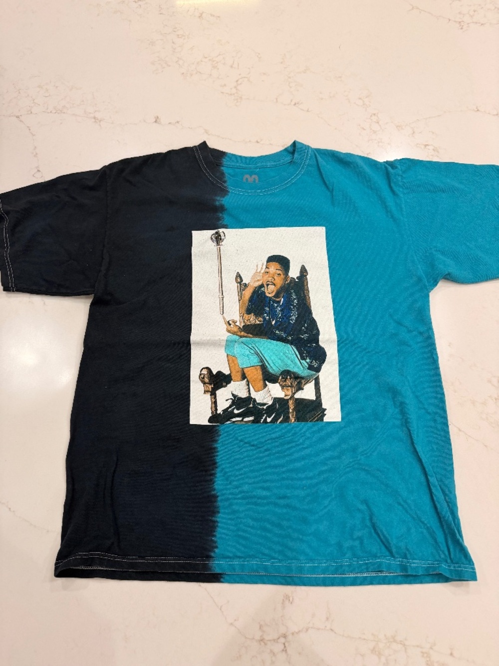 90s Legends Fresh Prince Graphic Tee Men’s Large Black Teal Colorblock T-Shirt
